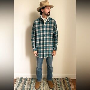 St. John’s Bay Shirt XL TALL Blue Plaid Flannel Button Up Long Sleeve Cotton